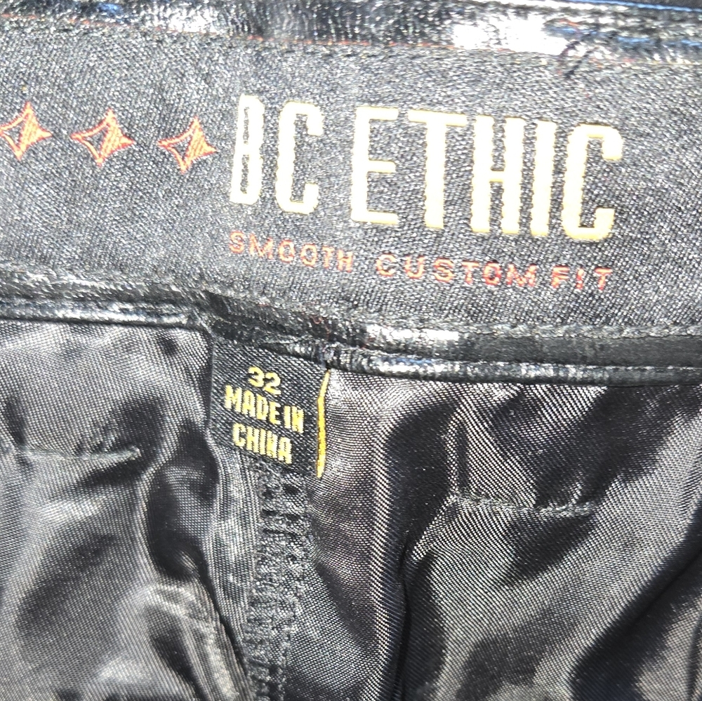 BC Ethic Black Straight Pleather Lined Jeans W/Timeless Style Sz32" - Picture 9 of 11